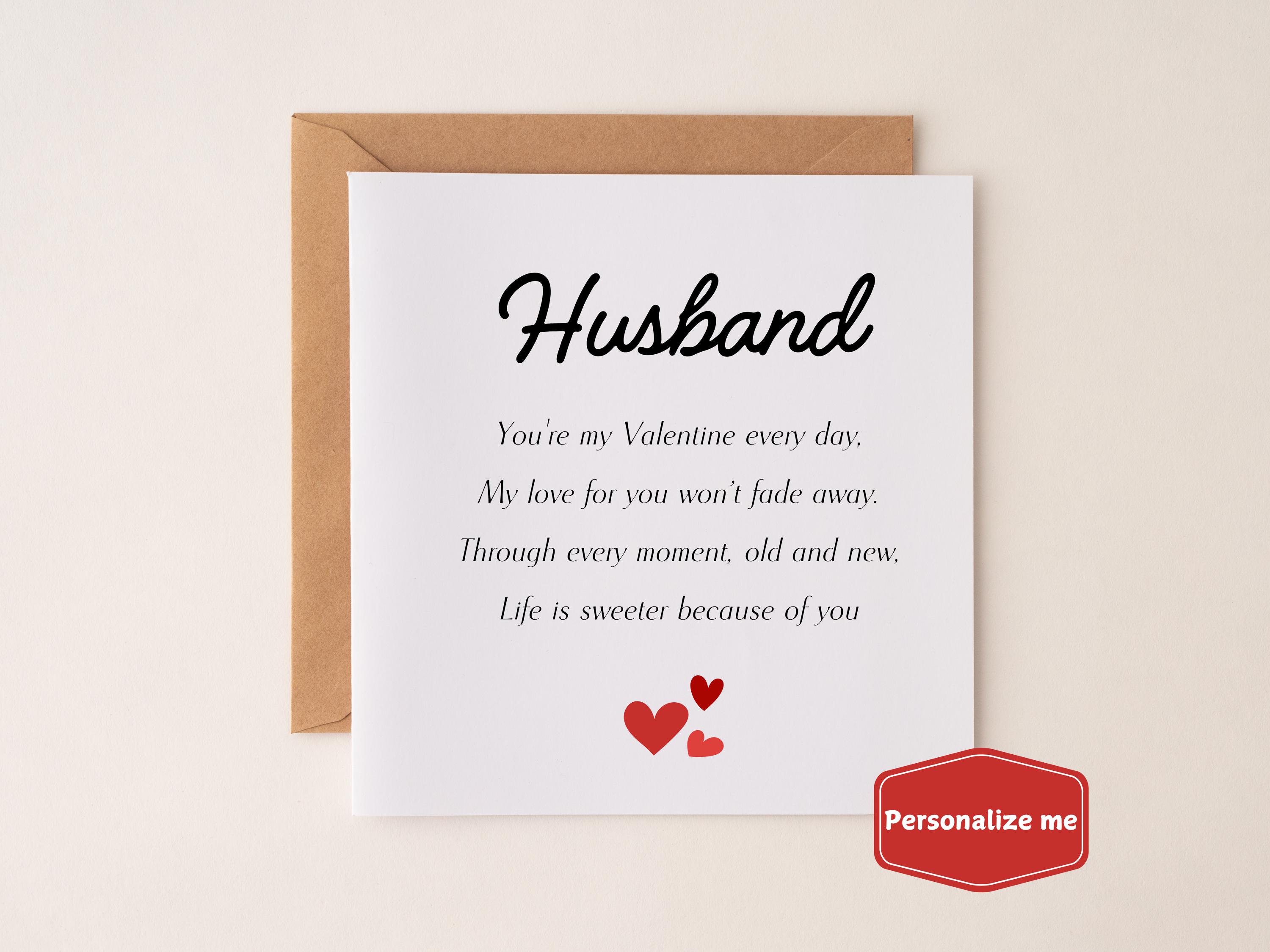 Husband Love Poem Valentines Card, Romantic Valentine Poem for Him, Loving Sentiment Husband Poem Gift, Valentine Day Presents for Husband