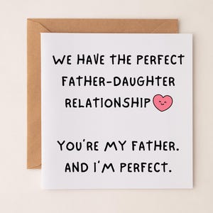 Carte de fête des pères drôle de fille, carte fille préférée drôle pour papa, carte d'anniversaire de papa sarcastique, carte fille parfaite fête des pères