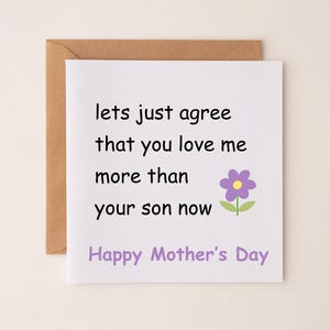 Tarjeta divertida del Día de la Madre de la nuera, tarjeta del Día de la Madre para la suegra, tarjeta de broma del Día de la Madre para la suegra, idea de regalo para la suegra