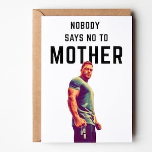 Tarjeta del Día de la Madre de Jack Reacher, tarjeta de cumpleaños divertida para mamá, tarjeta de regalo de celebridad para el Día de la Madre, tarjeta de cumpleaños divertida para la mamá de una celebridad.