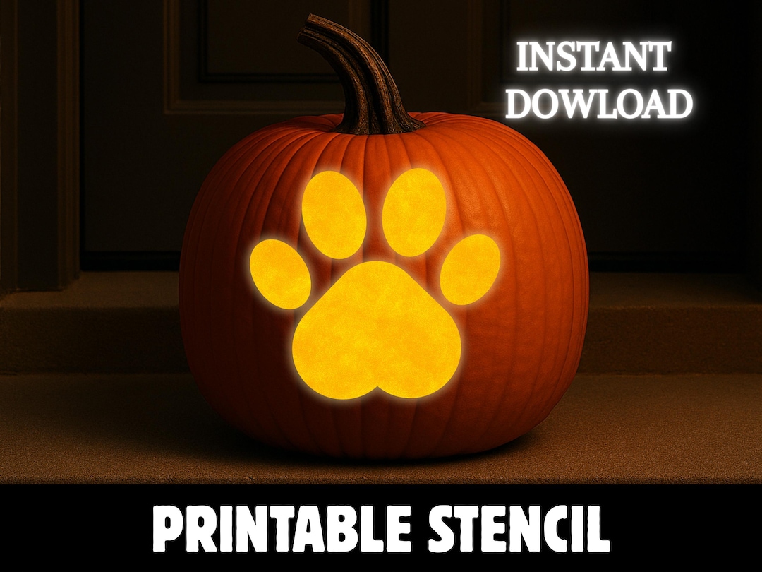 猫の足跡プリントかぼちゃ彫刻ステンシル、犬の足跡プリントかぼちゃステンシル、ハロウィン猫かぼちゃステンシル、犬猫かぼちゃ彫刻テンプレート - Etsy  日本, image size:1080x810