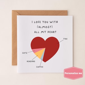 Carte de Saint-Valentin personnalisée pour lui, carte d'amour personnalisée de tout mon coeur, carte de Saint-Valentin personnalisée amusante, carte d'anniversaire pour mari petit ami