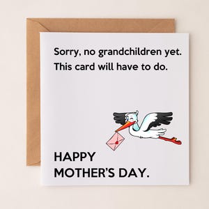 In plaats van kleinkinderen Moederdagkaart, grappige sarcastische Moederdagkaart, Snarky Moederdaghumorkaart, unieke moederdagkaartideeën grappig