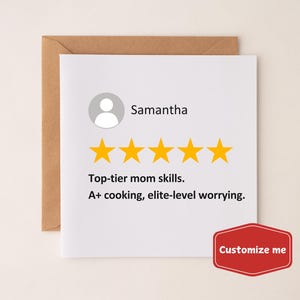 Custom Mom Review Card Mothers Day, 5 Star Review Personalized Birthday Card for Mom, Funny Review Card from Daughter, Appreciate Mom Card