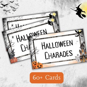 Halloween Printable Charade Cards, Halloween Printable Family Party Games, Downloadable Halloween Game, Halloween Group Activity Printable