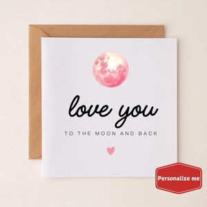 Carte de voeux pour la lune et dos, carte de Saint-Valentin romantique pour lui ou elle, carte d'amour de la Saint-Valentin pour petit ami, petite amie, femme mari