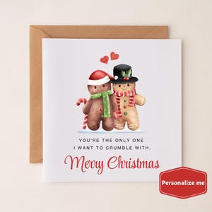 Romantische Weihnachtskarte für Mann oder Freund, Lebkuchenpaar Weihnachtskarte für Ihn personalisiert, Soulmate Karte von Frau Freundin