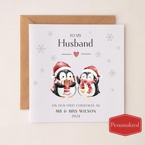 Personalisierte erste Weihnachten verheiratet Karte, erste Weihnachten als mein Mann Karte, 1. Weihnachten als Mr und Mrs Karte, benutzerdefinierte Brautpaar Weihnachten