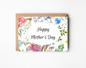 Flower Mothers Day Card, Happy Mothers Day Floral Card, Mothers Day Card From Daughter, Personalized Card for Mom, Beautiful Mothers Day