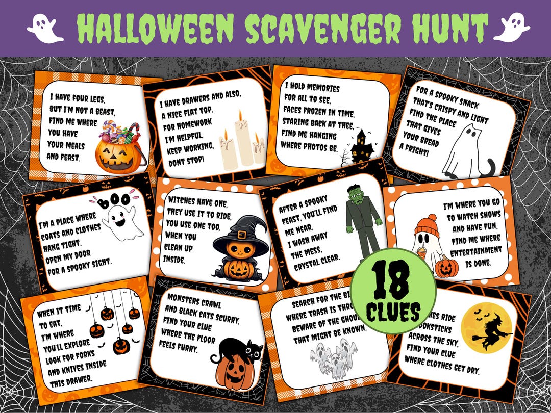 Printable Halloween Scavenger Hunt, Kids Halloween Treasure Hunt ...