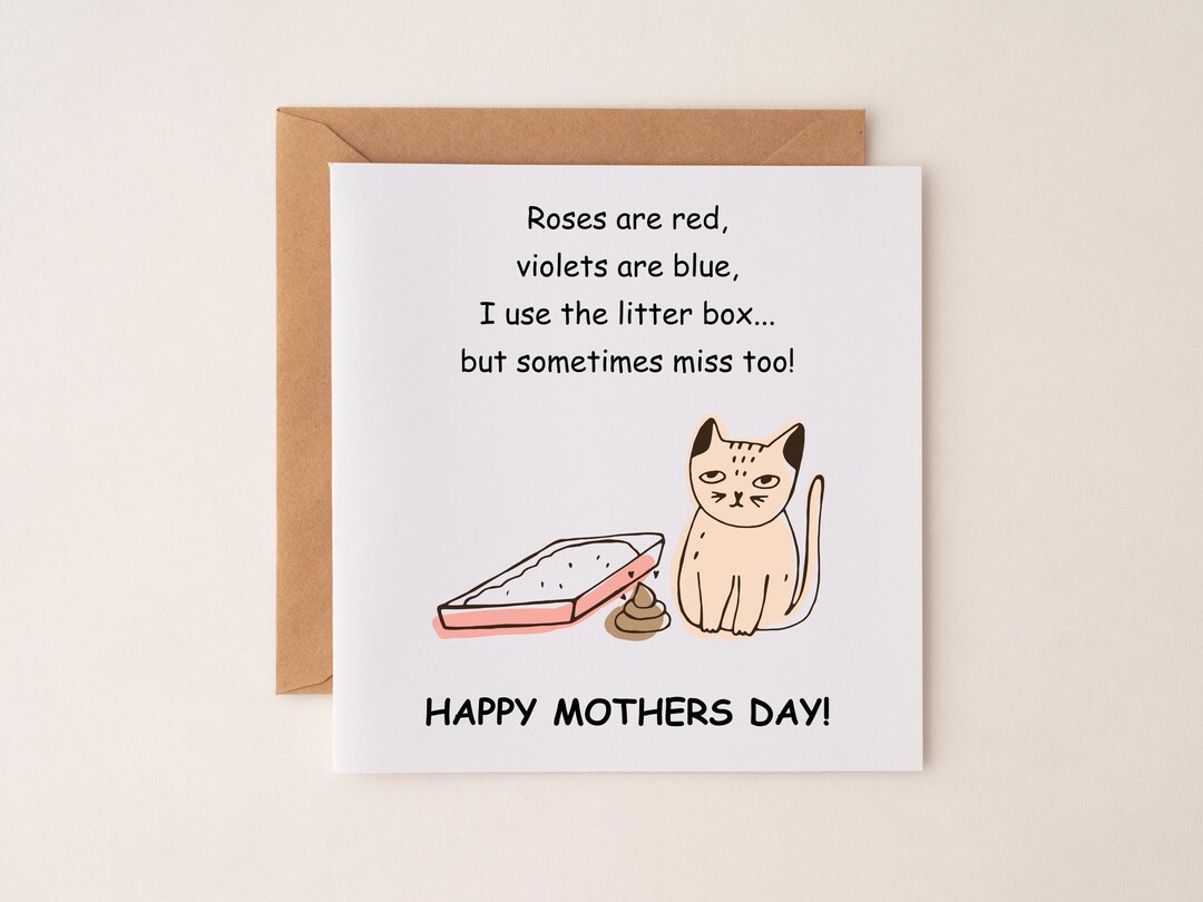 Funny Mothers Day Cat Card, Cat Owner Mothers Day Card From Cat, Funny ...