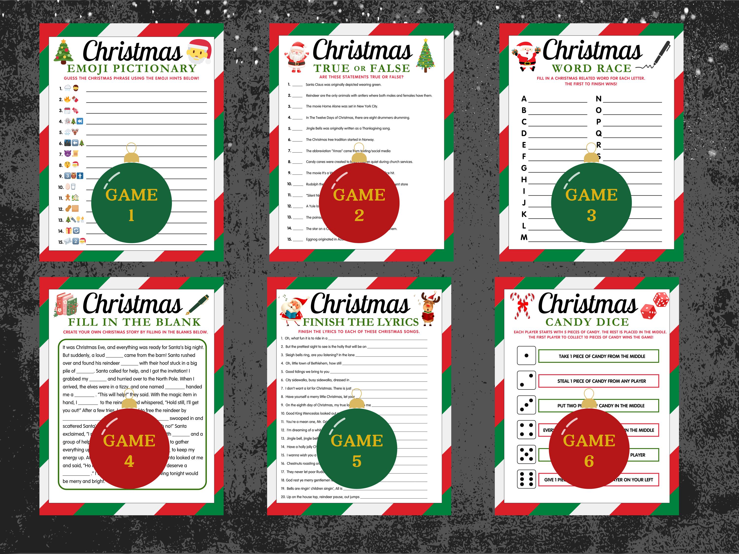 Printable Christmas Party Games, Family Christmas Game Bundle ...