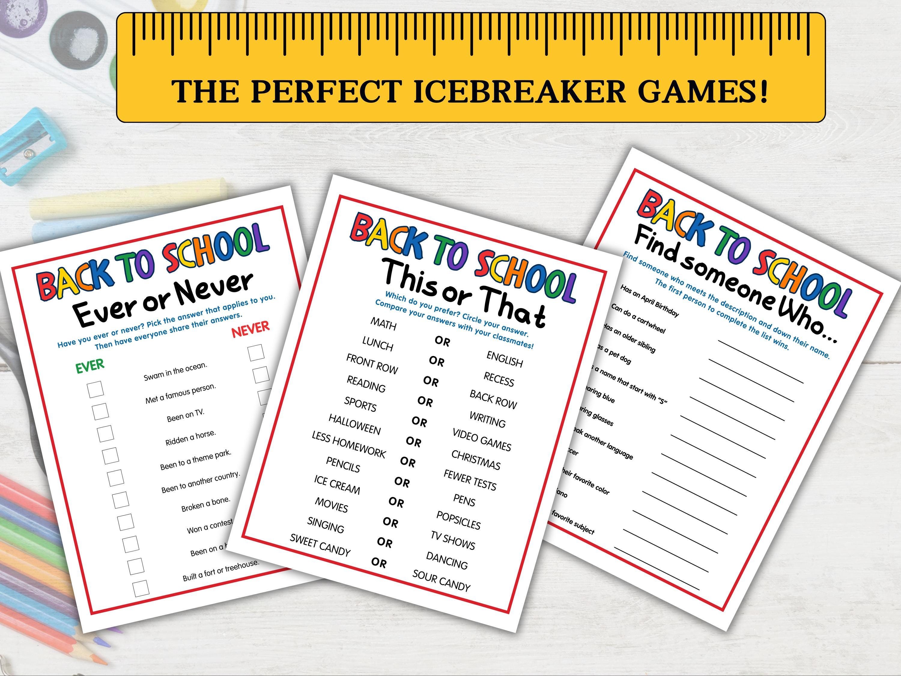 Printable Back to School Icebreaker Games, Downloadable First Day of ...