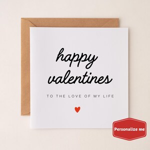 Tarjeta del amor de mi vida, tarjeta de San Valentín para mi alma gemela, tarjeta minimalista de San Valentín, tarjeta de feliz día de San Valentín, tarjeta de San Valentín amorosa para él y para ella