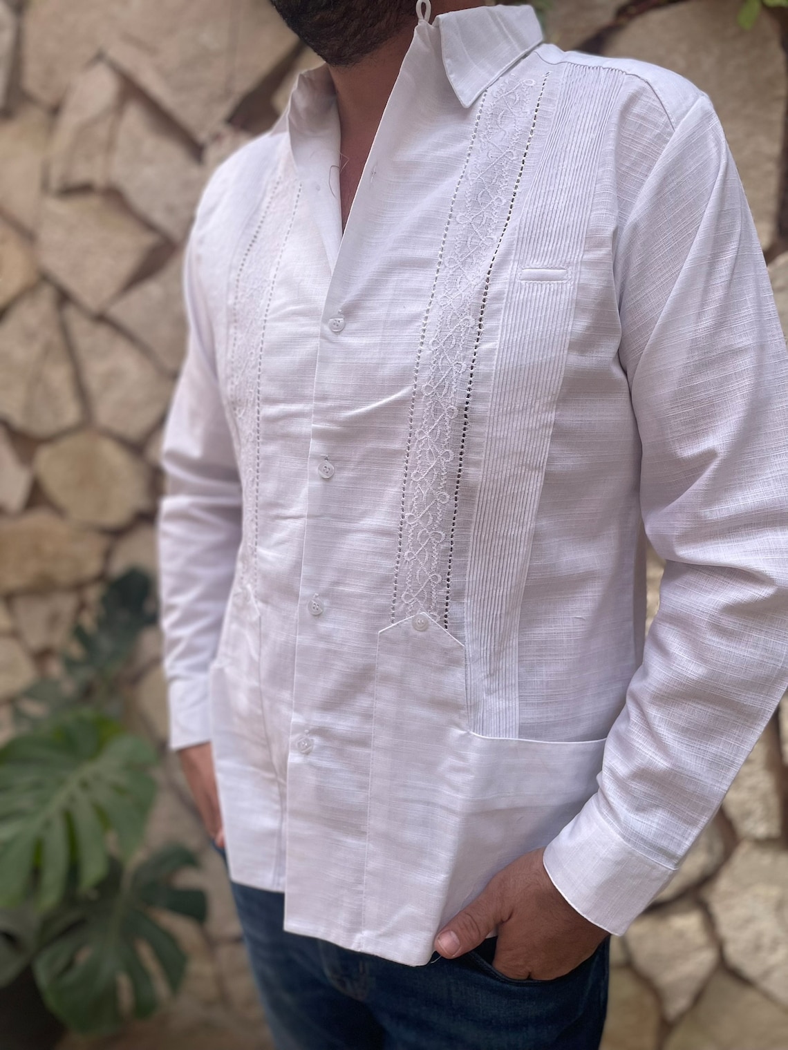 Men s Guayabera White Guayabera Men Shirt Embroidered Men Mexican men-s-guayabera-white-guayabera-men-shirt-embroidered-men-mexican