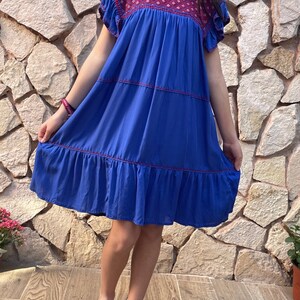 Handmade Mexican Embroidered Cotton Dress: Artisan Floral Girl&#39;s Dress, Size 10