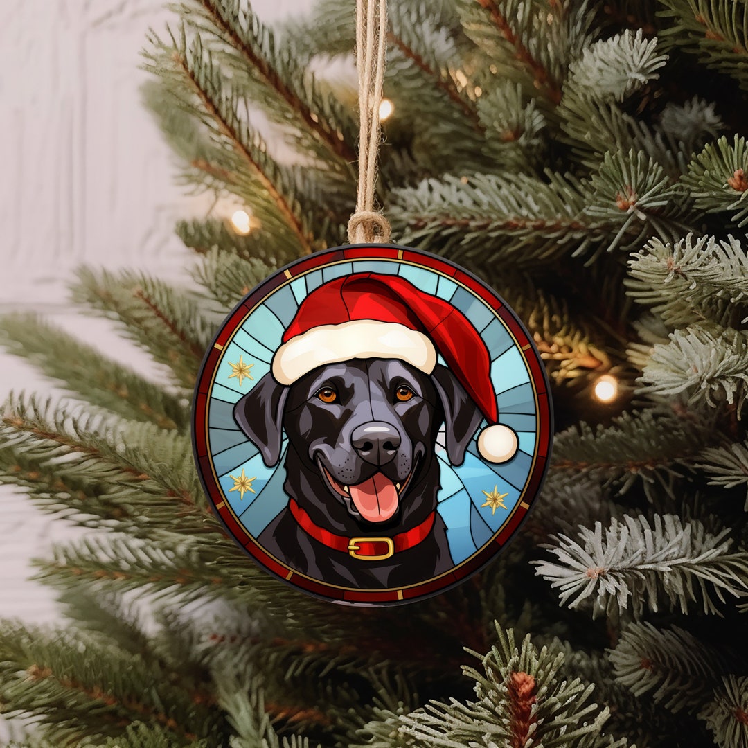 Stained Glass Black Labrador Christmas Ornament Digital Download Bundle