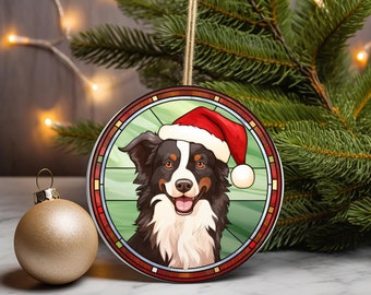 Stained Glass Border Collie Christmas Ornament Pack - Sublimation PNG