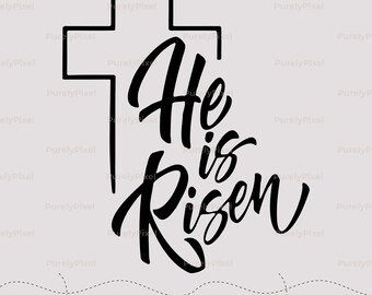 Él ha resucitado PNG SVG, Cruz de Pascua cristiana, Domingo de Resurrección religioso, Mateo 28:6 Sublimación de fe, Regalo de Jesucristo