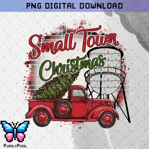 Small Town Christmas PNG | Red Truck with Christmas Tree | Buffalo plaid Christmas | PNG Sublimation Design for T-shirt sublimation and More