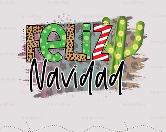 Diseño de sublimación PNG de Feliz Navidad, camiseta navideña española, festividad colorida y moderna, descarga instantánea