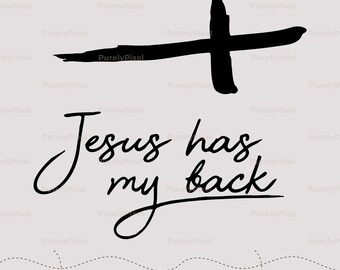Jesús me respalda con una cruz negra PNG SVG / Descarga digital de pinceladas de fe