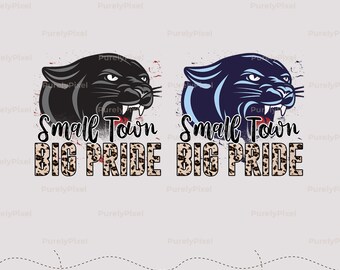 Paquete PNG de pantera con orgullo de pueblo pequeño / Estampado de leopardo en 2 colores / Mascota gruñona feroz con espíritu escolar