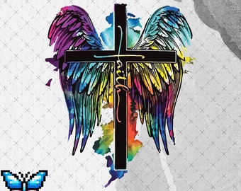 Angel Wings With Cross & Rosary, Heaven, Spiritual, Love One