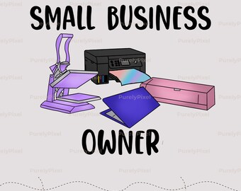 PNG para propietarios de pequeñas empresas / Impresora de sublimación con prensa térmica para artesanos / Descarga digital para emprendedores y artesanos