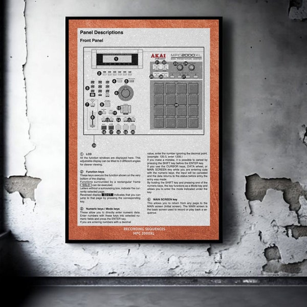 Classic AKAI MPC 2000XL Sampler Producer Stuff Digital Art Print Old school Music Studio Interior Wall Hot