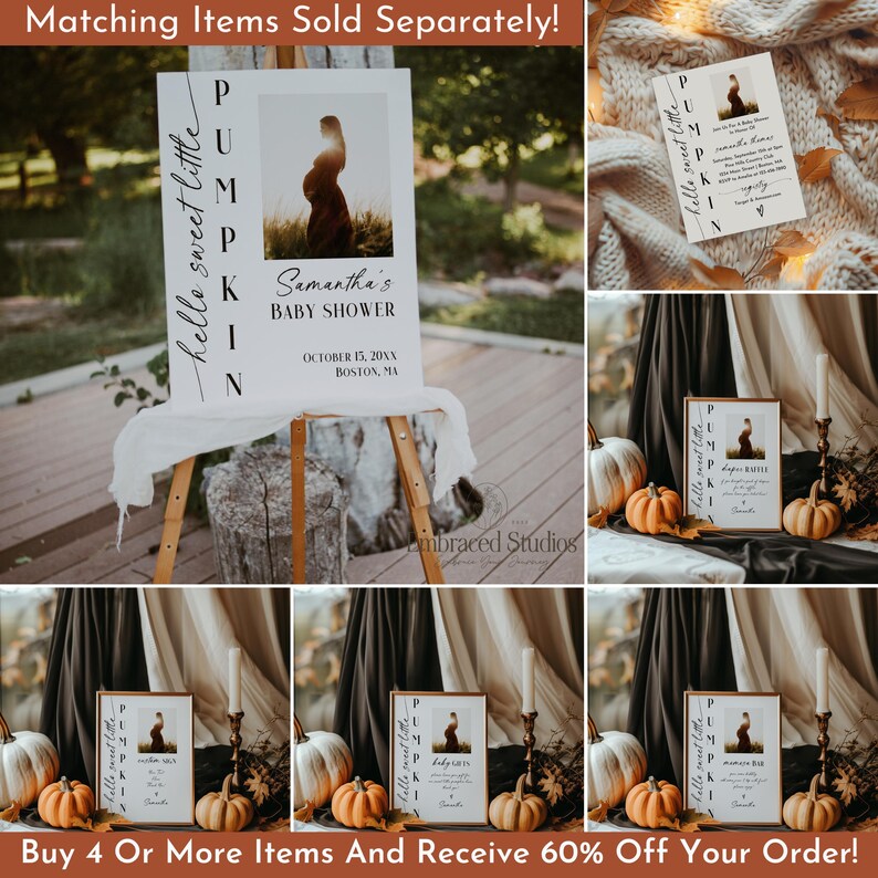Little Pumpkin Baby Shower Guest Book Sign for Fall Themed Baby Shower