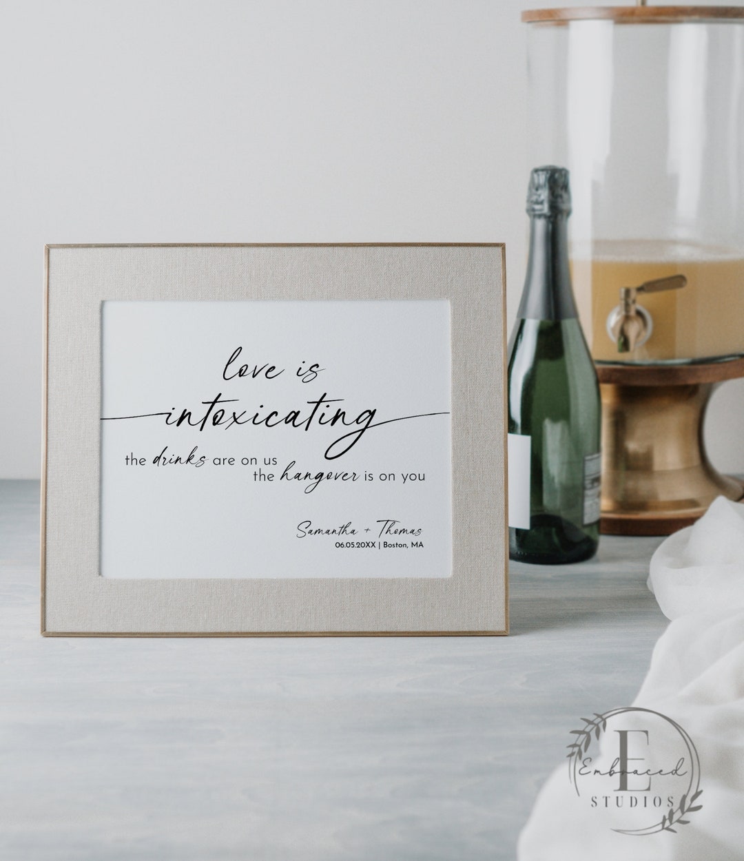 HAYDEN Love is Intoxicating Open Bar Sign, Bar Menu Template, Wedding ...