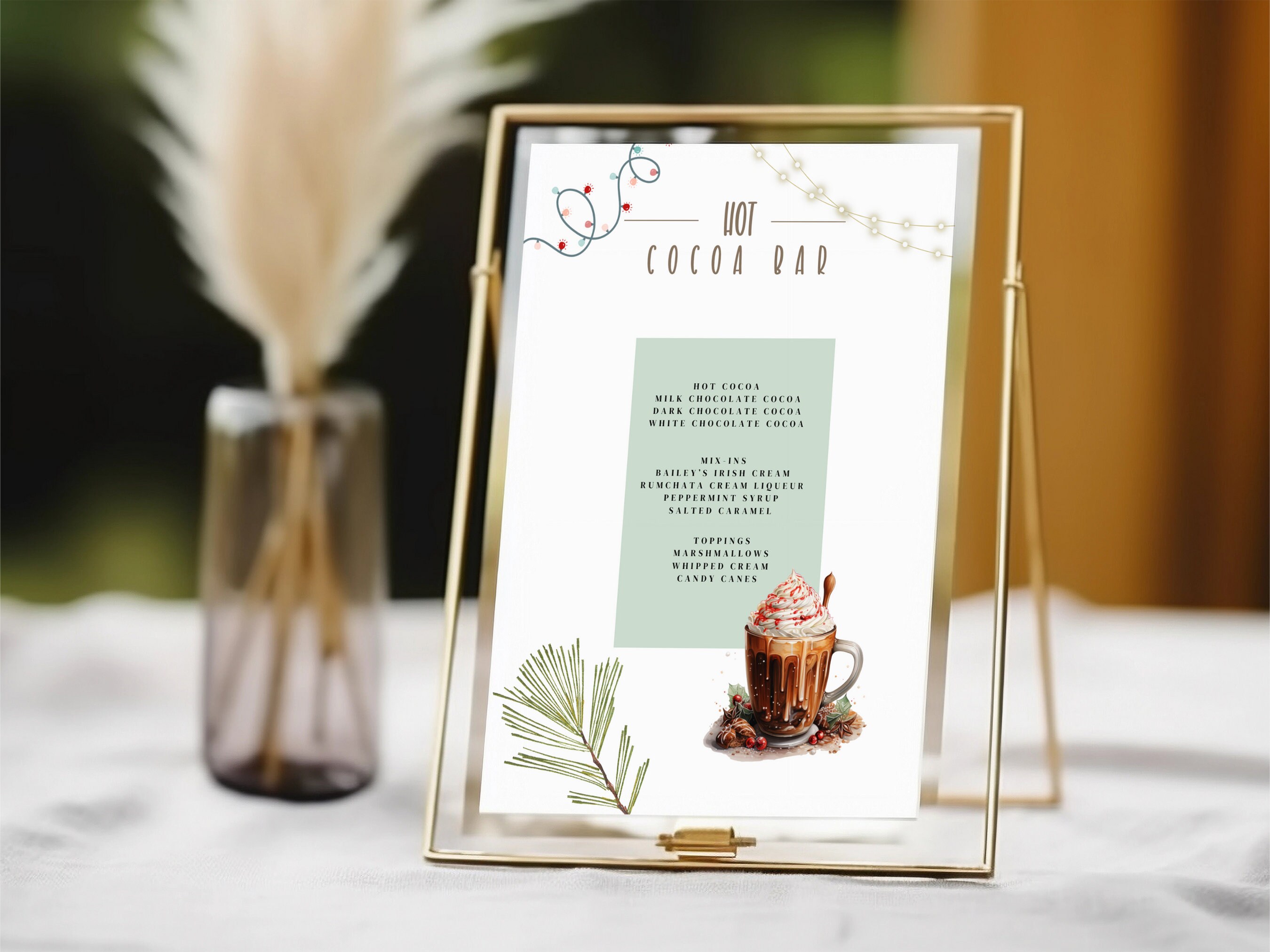 Hot Cocoa Bar Sign Template Great for Any Party or Gathering Minimalist ...