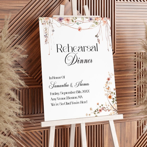 Custom Rehearsal Dinner Welcome Sign, Classic Wedding Rehearsal Dinner, Wedding Rehearsal Décor, Printable Wedding Sign, Canva Pro Template