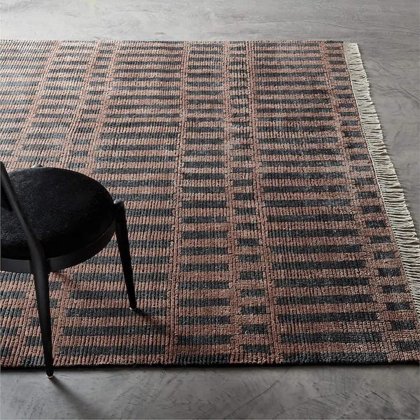 Black/Brown Hand Knotted Area Rug 5x8 6x9 7x10 8x10 9x12 10x14 Large Area Rug 100% Woolen Hand Knotted Low Piled Knotted Rug