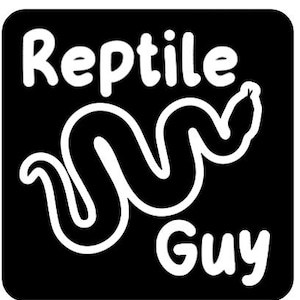 May include: Black and white logo with the text "Reptile Guy" and a stylized image of a snake.