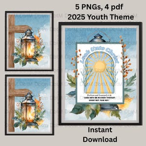 Tema da Juventude 2025 PNGs e PDFs "Olhai para Cristo" D&C 6:36 Download digital instantâneo Presentes para acampamento das moças Camisetas Pôsteres Decoração