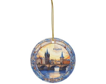 Prague, Czech Republic, Charles Bridge, Travel Print Ceramic Ornament, Christmas Decor, Christmas Décor, Christmas Tree Decor