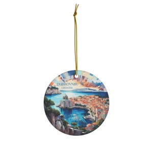 Dubrovnik, Croatia, Adriatic Sea, Travel Print Ceramic Ornament, Christmas Decor, Christmas Travel Décor, Christmas Tree Decor