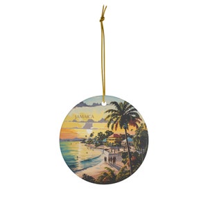 Kingston, Jamaica, Reggae vibes, Beach, Tropical, Travel Print Ceramic Ornament, Christmas Decor, Christmas Décor, Christmas Tree Decor