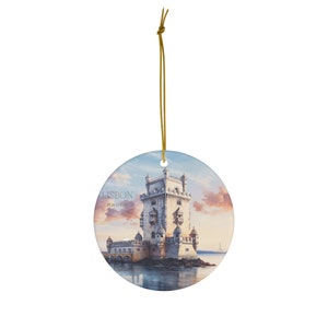 Lisbon, Portugal, Belém Tower, Travel Print Ceramic Ornament, Christmas Decor, Christmas Décor, Christmas Tree Decor