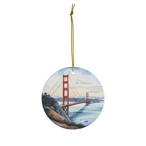 San Francisco, USA, Golden Gate Bridge, Travel Print Ceramic Ornament, Christmas Decor, Christmas Travel Décor, Christmas Tree Decor