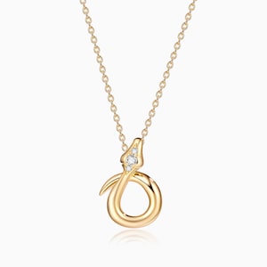 Snake Necklace with Moissanite Diamonds - Elegant Valentine&#39;s Gift with Gift Box, Serpent Pendent, Spiritual Gift for Her, Birthday Gift