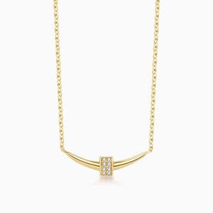 Collier croissant de corne, coffret cadeau, élégant pendentif diamant, cadeau parfait pour elle, cadeau romantique d'anniversaire de mariage, cartes personnalisées