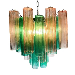 Pink and Teal Murano Chandelier