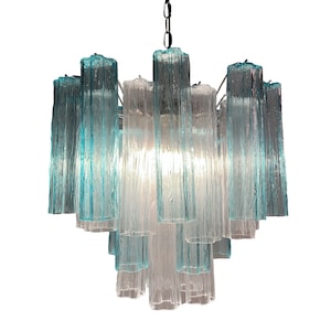 Light Blue and Transparent Murano Chandelier