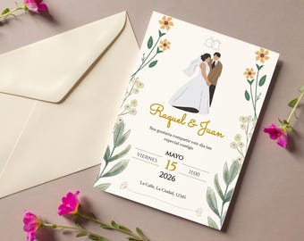 Wedding Invitation, Digital Wedding Invitation, Editable Invitation, Customizable Invitation, Elegant Invitation, Nature