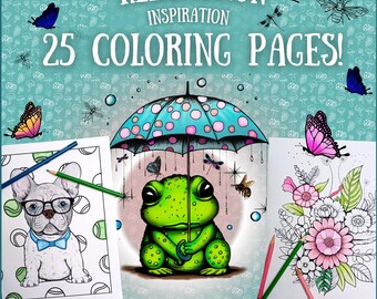 Adult Coloring Pages: Flowers, Animals, Mushrooms (PDF Download)