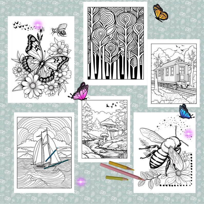 Nourishing Nature: Adult Coloring Pages With Mushrooms, Animals ...