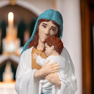 Estátua da Mãe Maria impressa em 3D: estatueta de arte católica, decoração religiosa